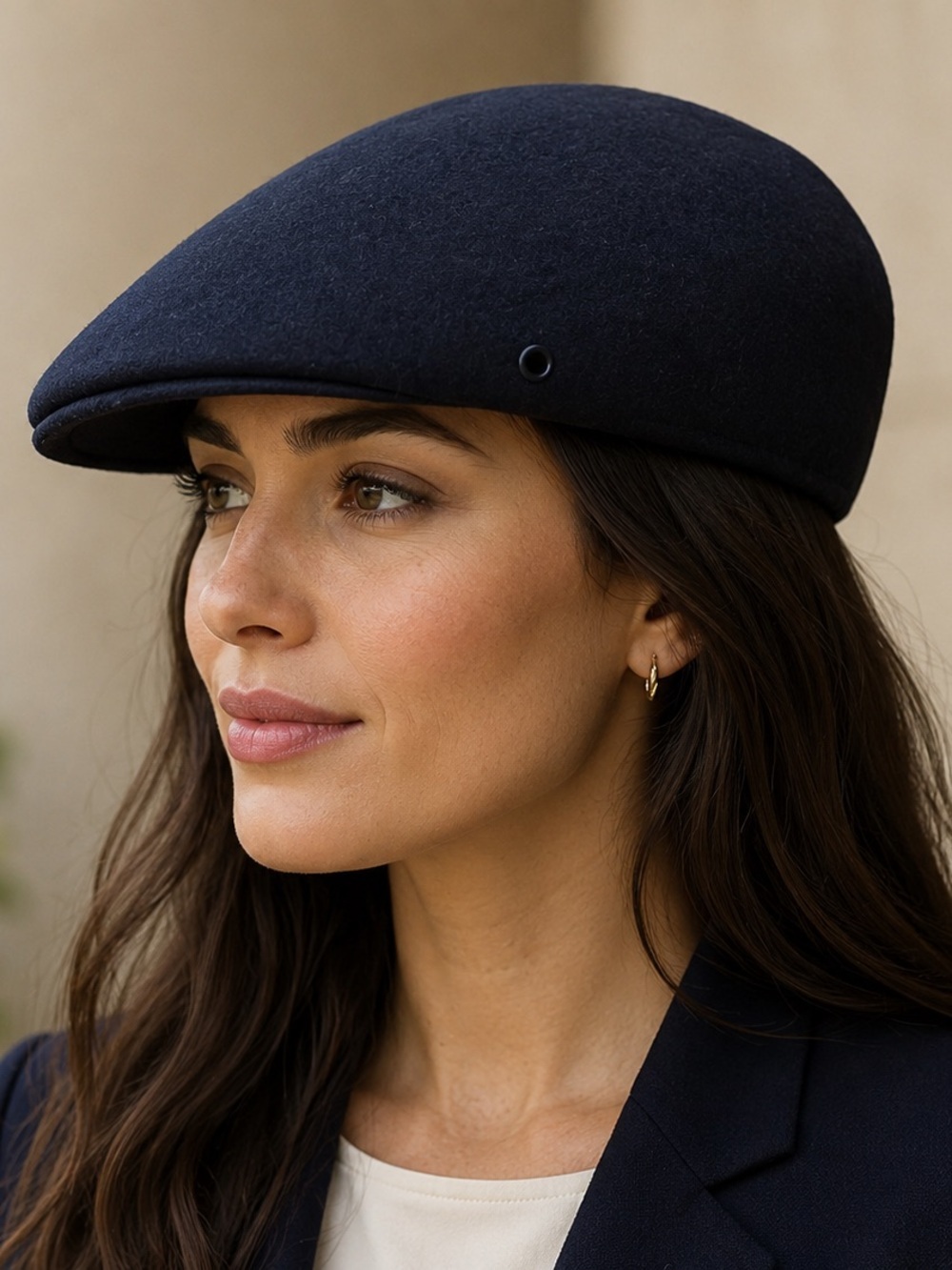 Royal Ascot Navy Wool Newsboy Cap | Equestrian Chic Baker Boy Hat